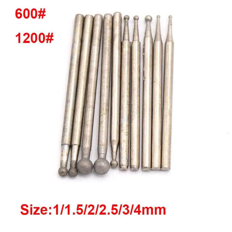 5Pcs Round Spherical Diamond Grinding Heads Set 1 To 4mm 600 And 1200 Grit For Stone Metal Polishing And Detail Work