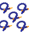 Five blue flexible plastic cooling hoses designed for high temp coolant systems easy snap fit rig up round nozzle tubing