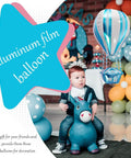 4D Hot Air Balloon Mylar Foil Balloons 35 Inch Blue 4 Pack Helium Floating Decorations For Kids Birthday Party