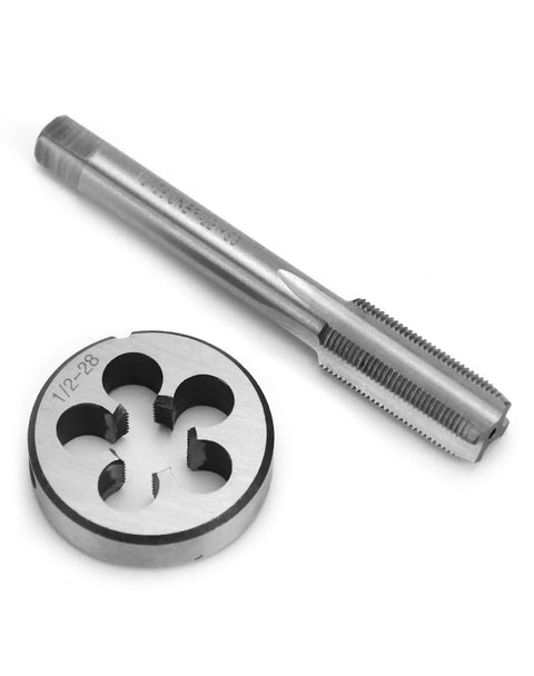 One Half Inch Twenty Eight UNEF Tap And Die Set HSS Right Hand Threading Tool Kit with Round Die and Plug Tap for Metal Machining