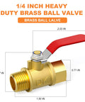 Six Pack 1/4 Inch Brass Mini Ball Valve With Red Lever Shut Off Valve 1/4 Inch Male To Female NPT Thread Fitting 180 Degree Operation