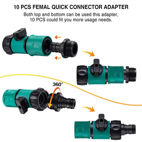 Hose Shut Off Valve Kit With Quick Connects For Garden Hoses, Must Have Five Valves, Ten Rubber Washers, Ten Male Adapters