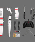 Beginner Friendly RC Plane With 2.4GHz 2 Channel Control, EPP Foam Glider components, including wings, propellers, and remote.