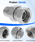 Hydraulic Swivel Adapter 1/4 Inch NPTF Male To 1/4 Inch NPSM Female 360 Degree Swivel For Tight Spaces No Fuss Alignment Anti Kink Design Durable Steel Construction High Flow Quick Connect, carbon steel