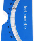 Portable Scoliometer For Spine Contour And Alignment Measurement, Lightweight Back Deformity Gauge With Metal Ball Insert, Easy To Use Spine Slope Tool For Quick Assessment And Diagnosis, Durable And Ready For Clinic Or Home. Blue plastic scoliometer with 0-30° scale