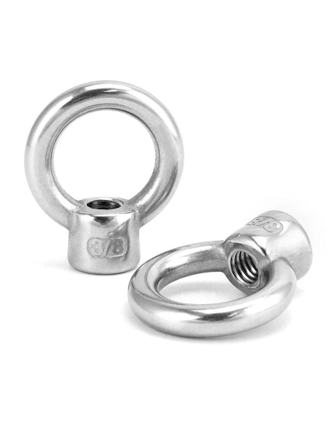 10 Pack Lifting Eye Nut Set 3/8 UNC Coarse Thread Marine Grade Stainless Steel 316 For Corrosion Resistant Lifting, Rigging, Tow Points