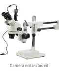 Simul Focal Trinocular Stereo Zoom Microscope Pro With WH10x Eyepieces 0.7x To 4.5x Objective, double arm boom stand