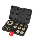 Pro Tier Brass Router Template Bushing Guide Set With Bulletproof Lock Nut Adapter And Portable Carry Case, 11 pieces in case.