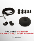Image showing High Fidelity Earplugs With Two Volume Settings 12 DB And 24 DB, silicone tips, leash, and case for concerts.