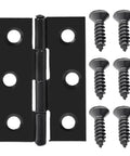 Black stainless steel rotating concealed hinges for doors and cabinets with screws, easy install, heavy duty, wear resistant.