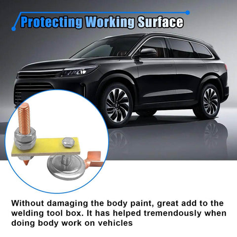Heavy Duty Welding Magnetic Ground Clamp Set With Copper Tail for vehicle repair, shown against SUV background