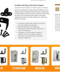 Hella Solid Gravity Double Action Pivot Hinge For Saloon And Cafe Doors Built Tough With Non Hold Open Feature Satin Brass Steel Hardware Two Pack, shown in black, chrome, brass, and bronze.
