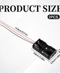 Dual Aa Battery Holder With Prewired Leads Two Pack 3 Volts Output Case For Diy Electronics Sensor Circuits And Led Projects compact size and wire details.