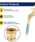 Brass Hose Bib Backflow Preventer Vacuum Breaker Outdoor Faucet 3/4 Inch FHT To 3/4 Inch MHT Connection Garden Hose Bib attached to faucet