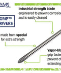 Endurogrip 8 Piece Screwdriver Set With Multi Size Slotted And Phillips Bits, Electrician Grade Comfort Grip Handles That Never Slip Under Tough Work, Heavy Duty Chrome Blades For Hard Use And Easy Cleanup with industrial strength blade and vapor-blasted tip shown.