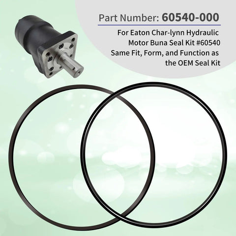 Pro Grade Hydraulic Motor Seal Kit 60540-000 with gaskets and motor view for Char-Lynn 60540 and Eaton A and H Series 008 009