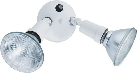 Outdoor Dusk To Dawn Security Flood Light With Twin PAR Holder Photocell Sensor 120 Volt White Heavy Duty All Weather