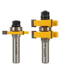 Tongue And Groove Router Bit Set For Table Mounted Routers One And A Quarter Inch Cut Two Bits Half Inch Shank Premium C3 Micro Grain