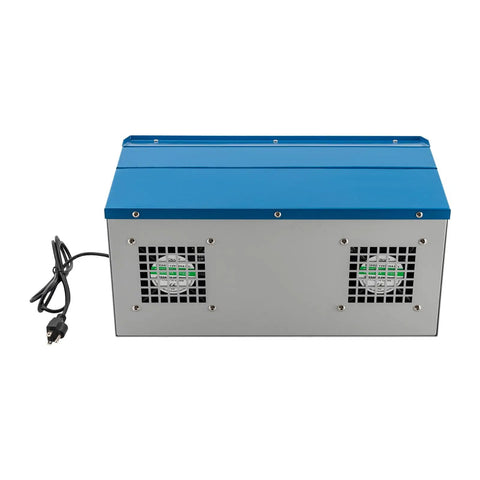 Pro Level Jewelry Bench Polisher Featuring A Beefy 200 Watt Motor Cranking 10000 Rpm With Foolproof Speed Lever Integrated Dust Catcher And Bright LED Lamp For Metal Wood Crafting Hustles And Shop Tasks, showing back view with power cable.