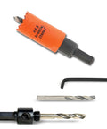 Straight Up Heavy Duty One Inch Hole Saw Kit With Arbor Pilot Bit Hex Key For Drilling Wood Metal Plastic Drywall Rugged Bi Metal Blades Built Like A Tank including HSS bi-metal blade and drill bit.