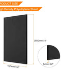 Ultra Tough UHMW Sheet For DIY Projects, black 8x6 inch high density polyethylene board, 0.2 inch thick, front view
