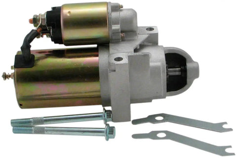 Killer Torque Mini Starter For Sbc Big Block Chevy 350 Engine with mounting bolts and shims for heavy duty setup.