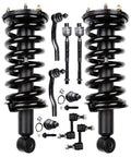 Front Strut Spring Assembly And All In One Suspension Kit With Tie Rod End Stabilizer Bar Link Control Arm And Ball Joint For Infiniti QX56 2004 Through 2010 Replacement, black steel