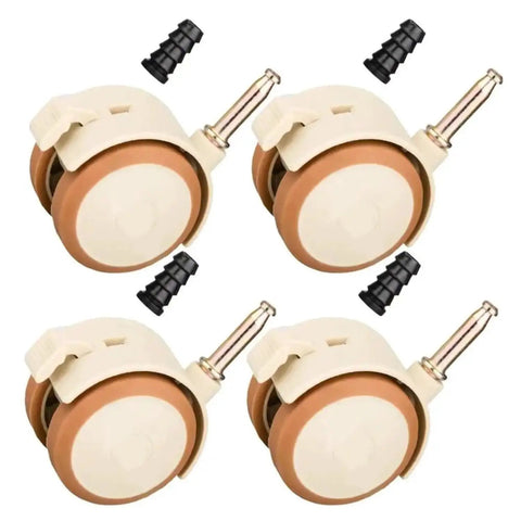 Heavy Duty Soft Rubber Caster Wheels Set Of 4 With 360 Degree Swivel And Snap Lock Brakes displayed from multiple angles with black fittings.