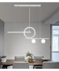 Modern Pendant Light for Dining Room Kitchen Restaurant Bar Creative Golden Lighting Fixtures Nordic Line Hanging Ceiling Lamp (Colour: Gold) (White) above dining table.