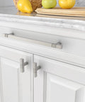 10 Pack Brushed Satin Nickel Kitchen Cabinet Pulls T Bar Style Drawer Handles 7.5 Inch Hole Centers Model ZH0021