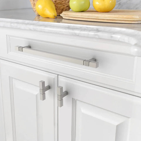 10 Pack Brushed Satin Nickel Kitchen Cabinet Pulls T Bar Style Drawer Handles 7.5 Inch Hole Centers Model ZH0021