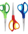 Left Handed 8.5 Inch Heavy Duty Scissors 3 Pack, All Purpose Office And DIY Shears For Paper Fabric Cardboard, Sharp Stainless Steel Blades, Durable, Comfortable Grip For Easy Cutting, colorful 3-pack