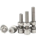 304 Stainless Steel M6 Hex Socket Head Cap Screws And Nuts Kit With Flat Spring Washers Fastener Set For Indoor And Outdoor Use Durable Tough As Nails Hardware With Smooth Threads And Quick Easy Tightening, M6 bolts and nuts with washers