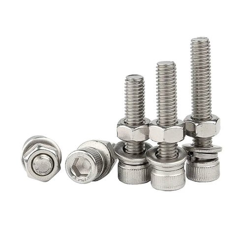 304 Stainless Steel M6 Hex Socket Head Cap Screws And Nuts Kit With Flat Spring Washers Fastener Set For Indoor And Outdoor Use Durable Tough As Nails Hardware With Smooth Threads And Quick Easy Tightening, M6 bolts and nuts with washers