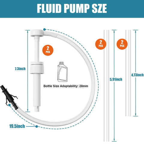 Diagram of 8cc Per Stroke Transmission Fluid Pump Kit for Standard Quart Bottles 2 Pack with 28mm cap dimensions
