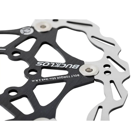 Close-up of Floating Disc Brake Rotor 160mm 180mm 203mm Stainless Steel with 6 bolts for road and mountain bikes.