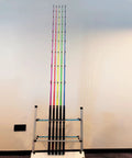 Beast Catfish Rod, 7 Ft, Medium Heavy, One Piece, Glow in the Dark Night Fishing Ready, multiple colors displayed upright.