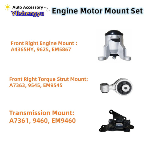 5 Piece Engine and Transmission Mount Kit to Nuke Vibrations and Silence the Rattle Cage for Nissan Altima and Maxima with 3.5L V6 Engine parts displayed, including engine mount and transmission mount.