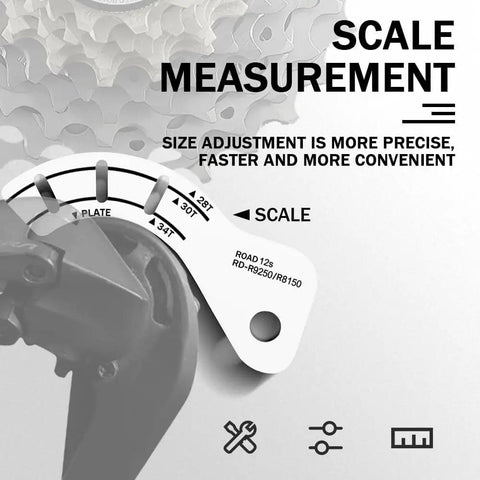 Bicycle Rear Derailleur Chain Gap Gauge Tool For RD9250 8150 7150 Bikes with scale measurement for precision adjustment.