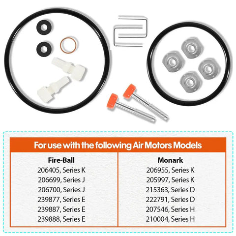 Air Motor Repair And Rebuild Kit 206728 For Fireball And Monark Oil Pumps Replacement Parts With Seals, Gaskets, O Rings