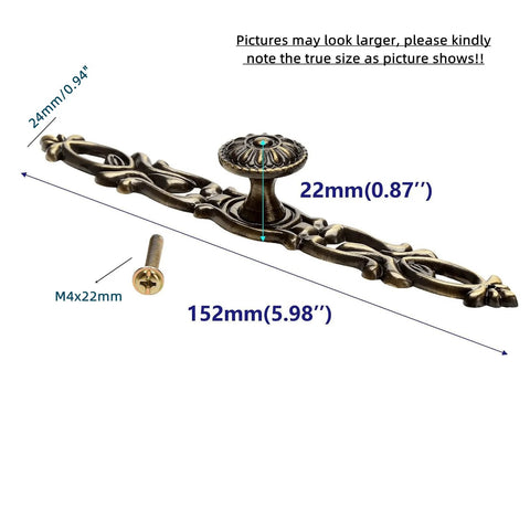 Antique Bronze Vintage Style Cabinet Knobs Set For Furniture Drawers Dressers Closets Wardrobes Cupboards Kitchen Cabinets With Screws 5.98 X 0.94 X 0.87 Inches Durable Zinc Alloy Construction Rust Resistant Long Lasting Hardware