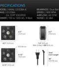 Specifications of Quiet 120V Axial Muffin Fan 120x38mm Low Speed Aluminum Body With Dual Ball Bearings UL Certified