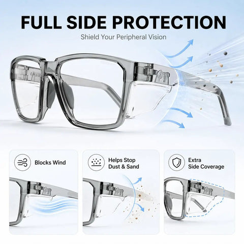 Built Tough Photochromic Safety Glasses With Auto Darkening Lenses Shifting From Clear Indoor View To Dark Shades Outside with full side protection