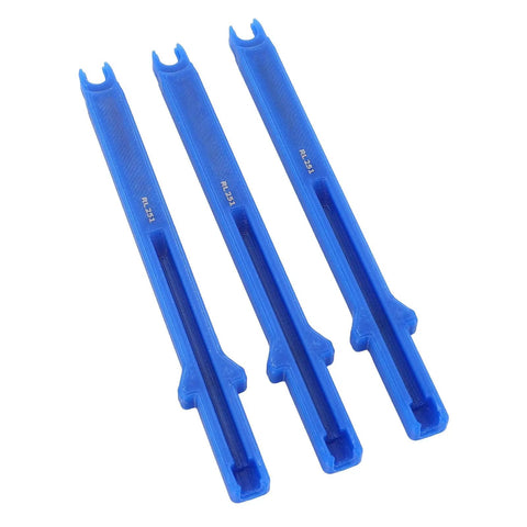 3 Piece Di2 Wire Disassembly And Assembly Kit For Bicycle Electronic Shifting Systems, blue 3D printed tools on white background
