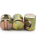 Barrel Nuts For Furniture And Diy Woodworking Hammer Head Threaded Inserts M6 M8 Zinc Plated 10 Pcs Cross Hole Design