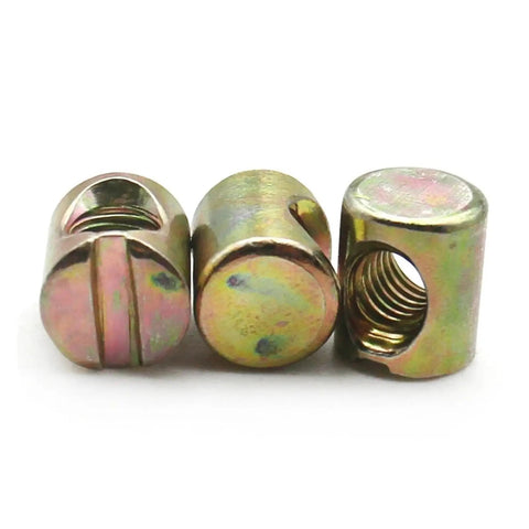 Barrel Nuts For Furniture And Diy Woodworking Hammer Head Threaded Inserts M6 M8 Zinc Plated 10 Pcs Cross Hole Design