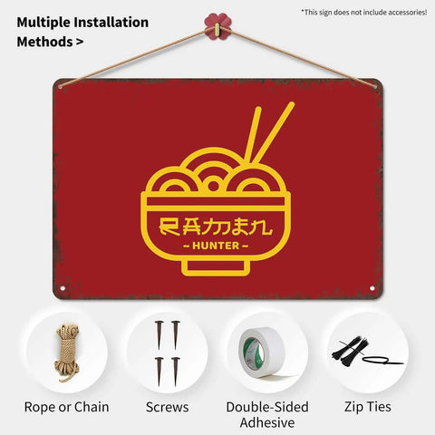 Ramen Hunter Metal Tin Sign Wall Art Dope Vintage Style 8 By 12 Inch Poster with installation options.
