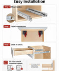 Easy installation steps for 21 Inch Undermount Drawer Slides Set With Soft Close Full Extension for kitchen and dresser use.