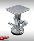 6 Inch Stainless Steel Double Pedal Floor Truck Lock With Top Plate Locks It Tight Caster Brake Heavy Duty for secure wheeled equipment.