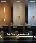 IZOKIN Battery Operated Wall Sconce Set of 2 Peel and Stick with Remote showing brightness adjustment at 3000K, 4000K, and 6500K.
